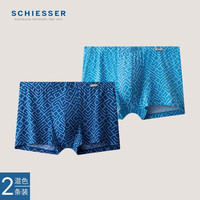 Schiesser舒雅男士内裤冰丝凉感印花中腰男平角内裤E9/21064T 中蓝+宝蓝 XXL