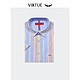 Virtue 富绅 夏装丝光短袖衬衫 男士商务休闲条纹衬衣 黄蓝条纹 40(170/92)