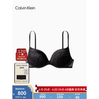 Calvin Klein 内衣23春季女士性感蕾丝聚拢厚垫深V文胸QF7149AD UB1-太空黑 34B