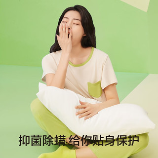 YOUKESHU 有棵树 G级莫代尔冰丝短袖长裤睡衣女夏季2023新款女士家居服套装 果绿 M