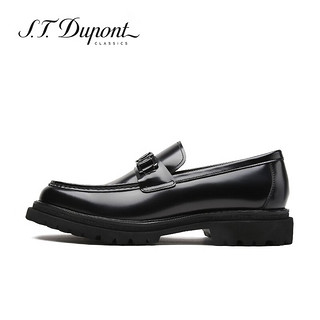 S.T.Dupont都彭手工皮鞋男士乐福鞋休闲套脚鞋亮面哑光头层牛皮L32151224 黑色 41欧码
