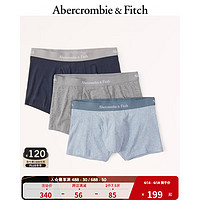 ABERCROMBIE & FITCH男装 3条装休闲舒适柔软弹力经典拼花logo四角内裤 327206-1 蓝色/灰色 XXL (185/104A)