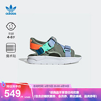 adidas阿迪达斯官方三叶草360 SANDAL 3.0 C男小童夏季休闲凉鞋 灰绿/蓝紫/橙 28(165mm)