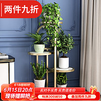 索尔诺(SuoErnuo)花架子客厅落地式置物架阳台多肉花几花盆托架铁艺阶梯式简约层架 H9085纳米金
