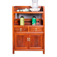 CamalgOri 中式实木茶水柜客厅茶叶柜餐边柜办公家用多层置物收纳储物柜 花梨色长60宽36高80cm