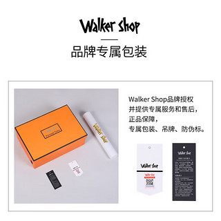 Walker Shop品牌跑步鞋男女新款真皮情侣款包底皮蓬老爹鞋女厚底内增高休闲款  内增高 黑金  43（女）