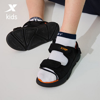 特步（XTEP）童鞋儿童凉鞋男女童夏季新款沙滩鞋防滑耐磨休闲凉鞋 黑桔(9659) 36码