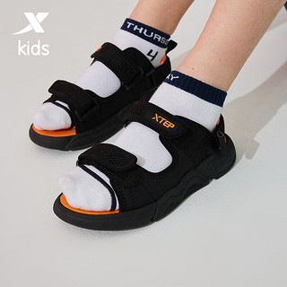 特步（XTEP）童鞋儿童凉鞋男女童夏季新款沙滩鞋防滑耐磨休闲凉鞋 黑桔(9659) 36码