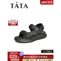 他她（TATA）2023夏商场同款时尚百搭舒适厚底凉鞋男新款VXT01BL3 黑色 42