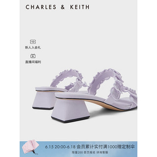 CHARLES&KEITH23夏季新品CK1-60280408一字带外穿粗跟凉拖鞋女 Lilac浅紫色 35