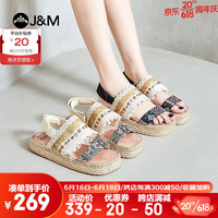 快乐玛丽(J&M)凉鞋女2023年新款夏季百搭麻底厚底平底女款沙滩拖鞋 黑色 40