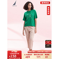 诺帝卡（NAUTICA）女装23春夏新款凉感舒适休闲短袖圆领T恤女32TO07 绿色31D L