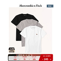 ABERCROMBIE & FITCH男装套装 3件装美式休闲经典简约运动圆领短袖T恤 326007-1 黑色、灰色和白色 L (180/108A)