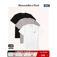 Abercrombie & Fitch 男装套装 3件装美式休闲经典简约运动圆领短袖T恤 326007-1 黑色、灰色和白色 M (180/100A)