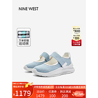 NINE WEST/玖熙运动鞋2023年春秋新款休闲厚底魔术贴丹宁冰川鞋 浅蓝 34