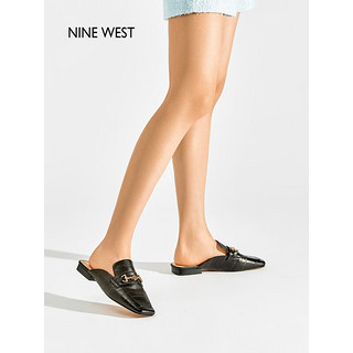 NINE WEST/玖熙穆勒拖女鞋2023夏季新款经典百搭金属饰扣包头凉拖 米白 38