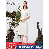 Lavinia ClubLavinia法式优雅气质连衣裙女2023夏新款收腰显瘦v领泡泡袖公主裙 白色 160/84A