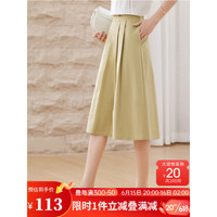 尚都比拉半身裙女垂感夏装2023年新款A字裙遮胯显瘦收腰裙子女 卡其色 S