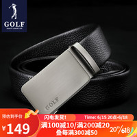 高尔夫（GOLF）真皮皮带男士商务时尚头层牛皮自动扣腰带男牛仔裤带礼盒装送男友 黑叻 110cm