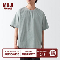 无印良品（MUJI）男式 凉感 圆领短袖T恤 舒适凉爽 ACC25A3S 烟熏绿色 XS