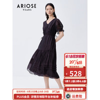 艾诺丝雅诗2023夏季新品时尚高腰镂空设计高腰连衣裙20519041 黑色 S