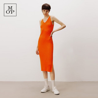 Marc O'Polo/MOP春夏环保棉V领显瘦薄款针织连衣裙女 橘红色279 32/155