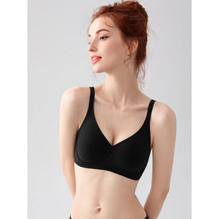 Carey Kay内衣女薄款无钢圈聚拢文胸3D立体植绒条一片式无痕收副乳女士胸罩 黑色 85=38(AB通杯)