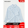 moussy 2023夏季新款多穿法条纹弧形下摆休闲衬衫女010GS730-0590 115花纹蓝色 00020/F