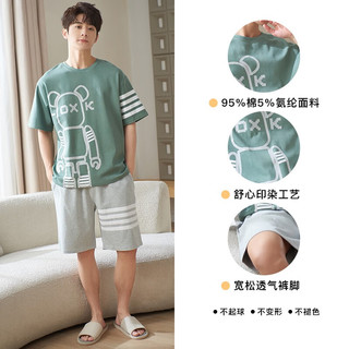 小情歌小情歌新款睡衣男士棉质夏季薄款短袖短裤卡通大码家居服夏天套装 MC5909 男装 男L/身高170-175 体重120-130