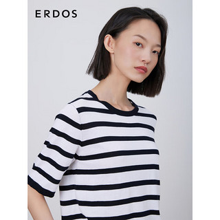 ERDOS 23春夏航海条纹简约纯棉圆领女短袖T恤 午夜蓝 155/80A/S