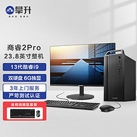 攀升 商睿2PRO 酷睿i9设计师办公商用家用电脑主机（13代i9-13900KF 64G DDR5 1T+2T 6G独显）23.8英寸整机
