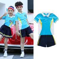 芯时代小学生校服夏装英伦风套装初中生班服运动会六年级毕业照团体服装 蓝色 185及以上定制