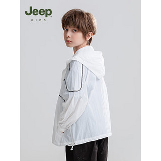 Jeep吉普男童防晒衣2023夏季新款轻薄透气不闷中大童防晒服外套 白色 110