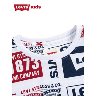 Levi's李维斯童装23夏季新品男童短袖T恤经典logo满印上衣 明亮白 160/80(XL)