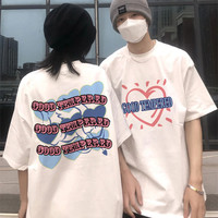 情侣装夏装纯棉短袖t恤女2022年新款ins潮小众设计感白色半袖大码