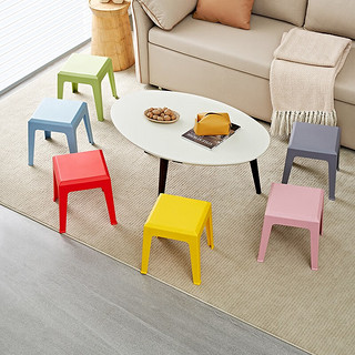 全友家居凳子家用塑料凳子防滑凳马卡龙色多用可叠放小板凳DX115079 塑料凳A(1包4个)