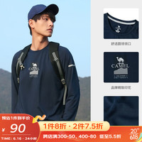 骆驼(CAMEL)速干长袖T恤男女2023春夏凉感防晒UPF50+透气运动上衣 A13BA6K005,藏青,男 L