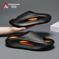 FAMDBANN 梵班 运动拖鞋夏季情侣舒适透气凉拖个性户外沙滩运动拖鞋 黑橘 42-43