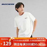 斯凯奇（Skechers）雪糕熊丨Skechers2023夏款凉感速干针织时尚短袖透气情侣T恤 L223U043-0074 棉花糖白 XS