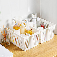 厨柜收纳筐篮家用塑料镂空带拉手桌面杂物收纳分类整理筐浴室置物