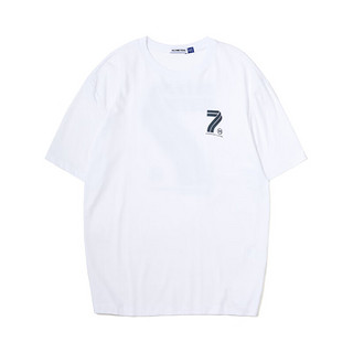 KILO METERS2023夏季短袖T恤男生7字反光印花设计上衣薄款微落肩t 白色 M