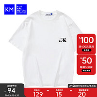 KILO METERS2023夏季短袖t恤男生胸口熊猫刺绣元素薄款T恤微落肩 白色 L