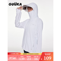 古由卡(GUUKA)复古潮流带镜片帽檐连帽防晒衣情侣夏季 防晒指套皮肤衣外套宽松 玉石白 XXL