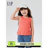 Gap 盖璞 女幼童夏季2023新款纯棉无袖背心712895儿童装上衣 橙红波点 110cm(5岁)