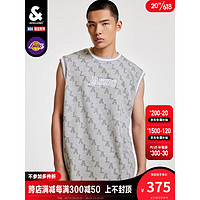 杰克·琼斯（JACK&JONES）夏季NBA联名湖人队休闲oversized潮运动无袖字母T恤男士223201330 浅花灰 185/104A/XL