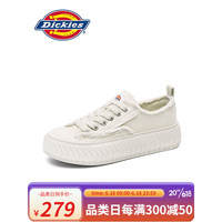 Dickies帆布鞋女鞋新款潮流休闲鞋夏季透气小白鞋低帮防撞耐折女板鞋 米色 39