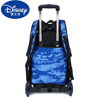 迪士尼（Disney）小学生六轮爬楼梯拉杆书包男孩中学生拖拉杆双肩背书包可拆卸两用 天蓝两轮