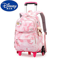 迪士尼（Disney）大容量拉杆书包小学生3-年级小公主时尚送挂件跨境 粉涂鸦色六轮