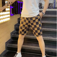 萨拉维夫（Sllavif）品牌休闲短裤男夏季2023新款中青年格子沙滩潮流百搭短裤 咖色 28(80-95斤)