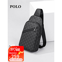 POLO胸包男士单肩包男运动挎包休闲iPad包耐磨斜挎包手机包 深灰色